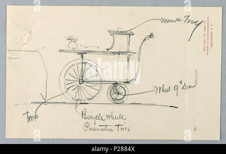 103 Zeichnung, Design für das Servieren Tisch auf Rädern, 1900 - 05 (CH) 18680651 Stockfoto