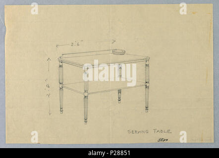 103 Zeichnung, Design für Tabelle auf Stop-Fluted Beine, 1900 - 05 (CH) 18680661 Stockfoto