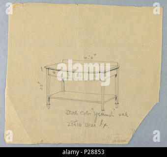 103 Zeichnung, Design für das Servieren Tisch mit zwei Schubladen und Konvexe Front, 1900 - 05 (CH) 18680703 Stockfoto