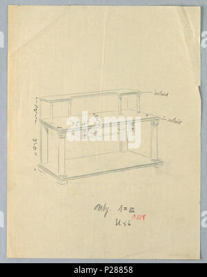 103 Zeichnen, Design für Serviertisch mit oberen und unteren Regale, 1900 - 05 (CH) 18680697 Stockfoto