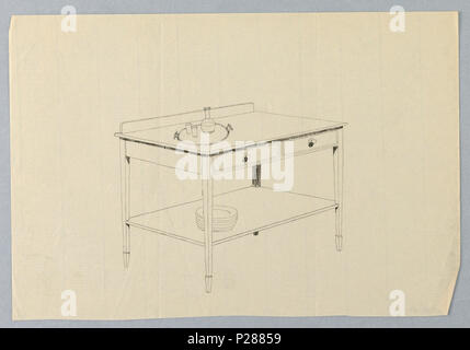 103 Zeichnen, Design für Serviertisch mit Fach und Stapel von Platten auf, 1900 - 05 (CH) 18680679 Stockfoto