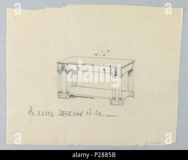 103 Zeichnung, Design für Tabelle mit einzelnen Fach, 1900 - 05 (CH) 18680701 Stockfoto