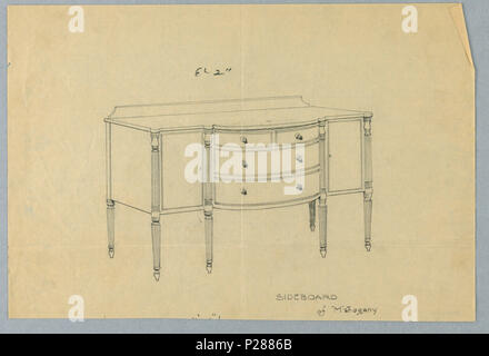 103 Zeichnen, Design für Sideboard aus Mahagoni, 1900 - 05 (CH) 18680541 Stockfoto