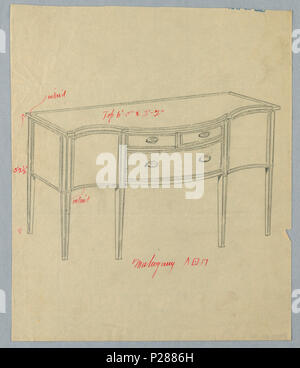 103 Zeichnen, Design für Sideboard mit Serpentin vorn und drei Schubladen, 1900 - 05 (CH) 18680619 Stockfoto