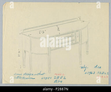 103 Zeichnen, Design für Sechsbeinige Sideboard mit abgerundeten Ecken und fünf zentrale Schubladen, 1900 - 05 (CH) 18680549 Stockfoto