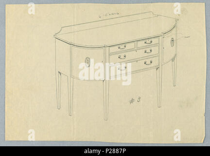 103 Zeichnen, Design für Sechsbeinige Sideboard mit abgerundeten Vorderen und vier Schubladen, 1900 - 05 (CH) 18680545 Stockfoto