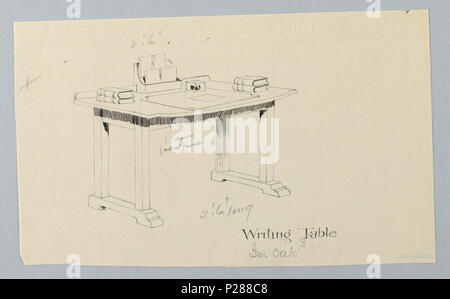 103 Zeichnen Design Fur Den Schreibtisch Mit Double Door Schrank Auf Der Linken Seite In Drei Ansichten 1900 05 Ch Stockfotografie Alamy