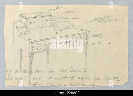 103 Zeichnung, Design für das Schreiben Tisch mit Tischplatte Kabinett und ionische Kapitelle oben auf den Beinen, 1900 - 05 (CH) 18681299 Stockfoto