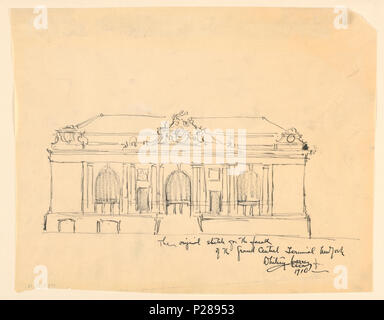 105 Zeichnung, Grand Central Terminal, New York, NY-Design für Fassade, 1910 (CH) 18569693 Stockfoto