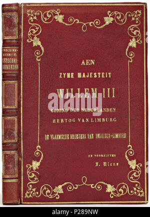 . Band van Rood segrijn. Nederlands: Tabletten: Geschiedkundige voorgelezen verscheidenheden, in het Vlaemsche taelminnend genootschap De Ferdy Broeders van Limburg. Hasselt, 1862. . 1862; 29 Band van Rood segrijn - KONB 12-197 E57 Stockfoto