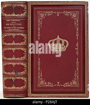 . Band van Rood segrijn. Nederlands: Tabletten: Léon d'Andrimont. Einrichtungen et des Verbände ouvrières de la Belgique. Bruxelles, 1871. . 1871; 29 Band van Rood segrijn - KONB 12-371 C 28. Stockfoto