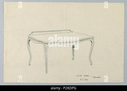 112 Zeichnung, Variante Design für Seite mit Tabelle mit Cabriole Legs, 1900 - 05 (CH) 18680723 Stockfoto