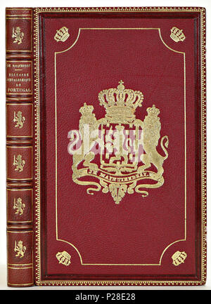 . Band van Rood segrijn. Nederlands: Tabletten: E.Mougins de Roquefort. Historei chevaleresque du Portugal. Paris, 1862. . 1862; 29 Band van Rood segrijn - KONB 12-1114 E36 Stockfoto