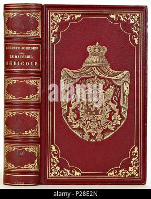 . Band van Rood segrijn. Nederlands: Tabletten: Auguste Jourdier. Le matériel Agricole. Paris, 1856. . 1856; 29 Band van Rood segrijn KONB 12-1113-G4 Stockfoto