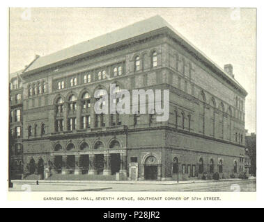 (König 1893, NYC) pg 597 CARNEGIE MUSIC HALL, Seventh Avenue, SÜDÖSTLICH VON 57TH STREET. Stockfoto