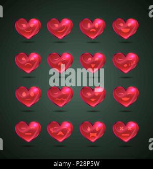 Lustig Metal Heart-shaped Emoticons für Ihre Website. Vector Illustration Stock Vektor