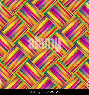 Nahtlose Regenbogen Hintergrund mit Linien und Streifen, Nähen Textilien. Vector Illustration Stock Vektor
