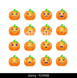 Eine Reihe von Kürbis Emotionen. Vektor smileys Icons Stock Vektor