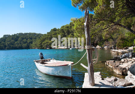 Schöne Aussicht auf den Wald und den großen See des Nationalparks auf der Insel Mljet, Kroatien Stockfoto