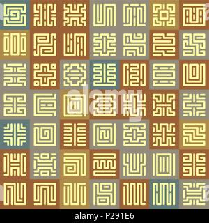 Nahtlose Muster mit runic quadratischen Mustern. Runen Stock Vektor