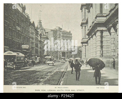 (König 1893, NYC) pg 987 ST. PAUL'S KIRCHE, PARK ROW, Blick nach Süden von MAIL STRASSE. Stockfoto