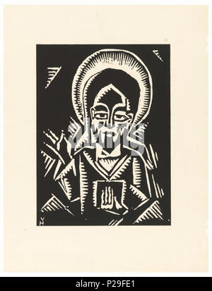 . Englisch: Drucken, Christos Zehajici, Christus, Tafel III, "Ethiopie, cili Christos, Madonna eine Svati, Jak jsem ie Videl v illuminacich starych ethiopskych kodexu" Portfolio, 1920. Englisch: Vertikales Rechteck. Frontalansicht des Christus. Bild von einem Mann (Christus), mit Licht - die Halo; eine Hand vor seinem Körper. . 1920 267 Drucken, Christos Zehajici, Christus, Tafel III, "Ethiopie, cili Christos, Madonna eine Svati, Jak jsem ie Videl v illuminacich starych ethiopskych kodexu" Portfolio, 1920 (CH) 18684913 Stockfoto