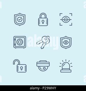 Übersicht Sicherheit und Schutz einfache Vector Icons für Web und mobile Design Pack 1 Stock Vektor