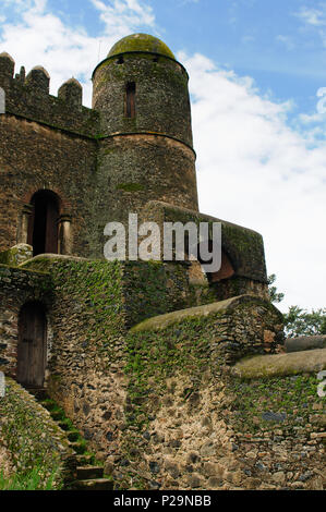 Burg von Kaiser Fasilides in Gonder Stadt in Äthiopien, königliche Gehege gebaut Stockfoto