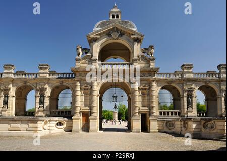 Frankreich, Oise, Chantilly, Chantilly Immobilien, Chantilly Schloss, Schloss Eingang und Conde Museum Stockfoto