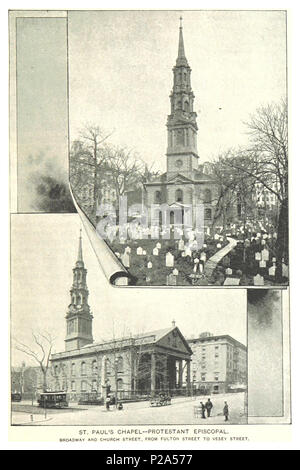 (König 1893, NYC) pg 351 ST. PAUL'S KAPELLE, Protestant Episcopal. BROADWAY und Church Street. Stockfoto