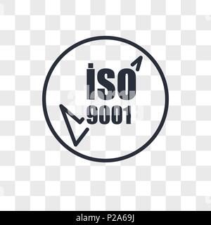 Iso 9001 Vektor Icon auf transparentem Hintergrund isoliert, iso 9001 Logo Konzept Stock Vektor