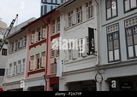 Gebäude auf Ann Siang Road (Singapur). Stockfoto