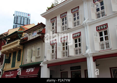 Gebäude auf Ann Siang Road (Singapur). Stockfoto