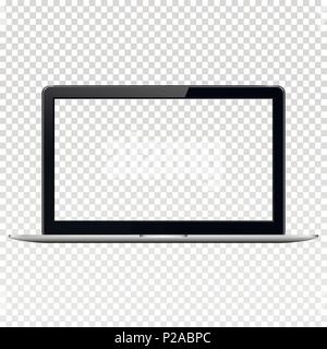 Laptop mit transparenten Bildschirm, auf transparentem Hintergrund isoliert. Vector Illustration. Stock Vektor