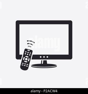 Moderne LCD-TV mit Fernbedienung. Vector Illustration. Stock Vektor