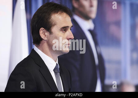 Madrid, Madrid, Spanien. 14 Juni, 2018. Julen Lopetegui bei der Präsentation der Julen Lopetegui als neuen Cheftrainer des F.C. Real Madrid im Santiago Bernabeu Stadion am 14. Juni 2018 in Madrid, Spanien Credit: Jack Abuin/ZUMA Draht/Alamy leben Nachrichten Stockfoto