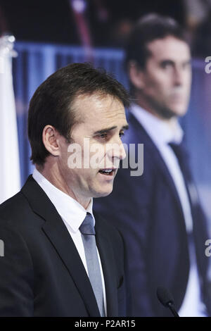 Madrid, Madrid, Spanien. 14 Juni, 2018. Julen Lopetegui bei der Präsentation der Julen Lopetegui als neuen Cheftrainer des F.C. Real Madrid im Santiago Bernabeu Stadion am 14. Juni 2018 in Madrid, Spanien Credit: Jack Abuin/ZUMA Draht/Alamy leben Nachrichten Stockfoto