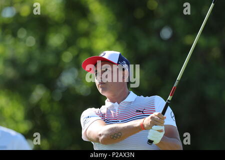 Southampton, New York, USA. 14 Juni, 2018. Rickey Fowler von USA auf dem 11 Loch in der ersten Runde der 118 U.S. Open Championship an der Shinnecock Hills Golf Club in Southampton, New York, USA, am 14. Juni 2018. Credit: Koji Aoki/LBA SPORT/Alamy leben Nachrichten Stockfoto