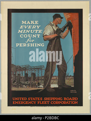 . Englisch: Poster, United States Ship Building, machen jede Minute zählt für Pershing, eventuell 1917. Möglicherweise 1917 232 Poster, United States Ship Building, machen jede Minute zählt für Pershing, möglicherweise 1917 (CH) 18505089 Stockfoto