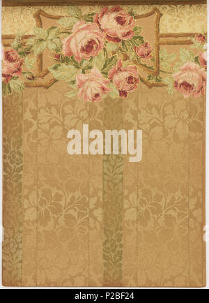 . Englisch: Musterbuch (USA), 1915. Englisch: Sammlung von verschiedenen Designs, jeweils in mehreren Farben gezeigt. Muster für Wohnzimmer, Hallen, Esszimmer und Schlafzimmer. Viele sind mit passenden oben und unten Cut-out Grenzen gezeigt. Einige haben Fabric swatch befestigt. Die Proben werden mit den teureren auf der Vorderseite des Buches angeordnet. . 1915 280 Musterbuch (USA), 1915 (CH) 18491411-16 Stockfoto