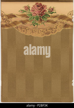 . Englisch: Musterbuch (USA), 1915. Englisch: Sammlung von verschiedenen Designs, jeweils in mehreren Farben gezeigt. Muster für Wohnzimmer, Hallen, Esszimmer und Schlafzimmer. Viele sind mit passenden oben und unten Cut-out Grenzen gezeigt. Einige haben Fabric swatch befestigt. Die Proben werden mit den teureren auf der Vorderseite des Buches angeordnet. . 1915 280 Musterbuch (USA), 1915 (CH) 18491411-25 Stockfoto