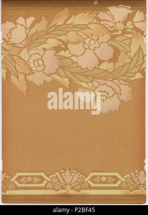 . Englisch: Musterbuch (USA), 1915. Englisch: Sammlung von verschiedenen Designs, jeweils in mehreren Farben gezeigt. Muster für Wohnzimmer, Hallen, Esszimmer und Schlafzimmer. Viele sind mit passenden oben und unten Cut-out Grenzen gezeigt. Einige haben Fabric swatch befestigt. Die Proben werden mit den teureren auf der Vorderseite des Buches angeordnet. . 1915 280 Musterbuch (USA), 1915 (CH) 18491411-31 Stockfoto