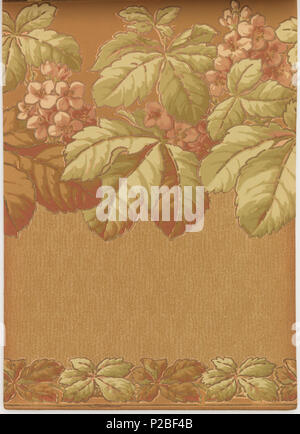 . Englisch: Musterbuch (USA), 1915. Englisch: Sammlung von verschiedenen Designs, jeweils in mehreren Farben gezeigt. Muster für Wohnzimmer, Hallen, Esszimmer und Schlafzimmer. Viele sind mit passenden oben und unten Cut-out Grenzen gezeigt. Einige haben Fabric swatch befestigt. Die Proben werden mit den teureren auf der Vorderseite des Buches angeordnet. . 1915 280 Musterbuch (USA), 1915 (CH) 18491411-32 Stockfoto