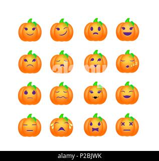 Eine Reihe von Kürbis Emotionen. Vektor smileys Icons Stock Vektor