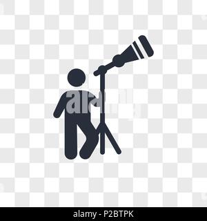 Mann durch ein Teleskop vektor Icon auf transparentem Hintergrund suchen, Menschen auf der Suche nach einem Teleskop logo Konzept Stock Vektor