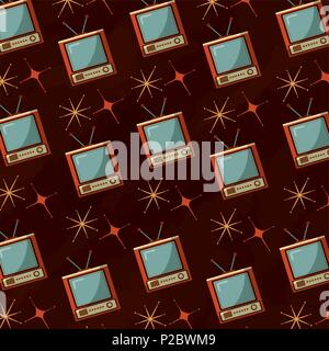 Fernsehgerät Retro Vintage hellen Hintergrund Vector Illustration Stock Vektor