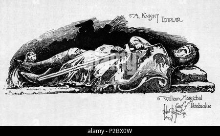 . Englisch: Herbert's Railton Abbildung des Grafen von Pembroke Grab. 1891. Herbert Railton (1857 - 1910) [1] 146 Herbert Railton - ein Ritter Templar-William Mareschal, Earl of Pembroke Stockfoto
