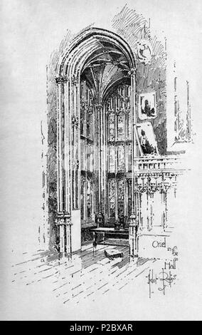 . Englisch: Herbert's Railton Abbildung: einen Erker. ca. 1895. Herbert Railton (1857 - 1910) [1] 146 Herbert Railton-Oriel in der Halle Stockfoto