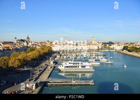 Frankreich, Charente Maritime, La Rochelle, der alte Hafen, die Große Uhr Tor (Porte de la Grosse Horloge), die St. Louis Kathedrale und St Sauveur Stockfoto