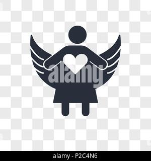 Engel mit offenen Armen vektor Icon auf transparentem Hintergrund isoliert, Engel mit offenen Armen logo Konzept Stock Vektor